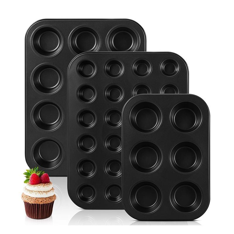 Muffin Tin Nonstick - Paquete de 3 Moldes Antiadherentes para