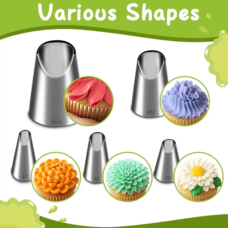 Kitchen Baking Decor - Juego de 5 boquillas de acero