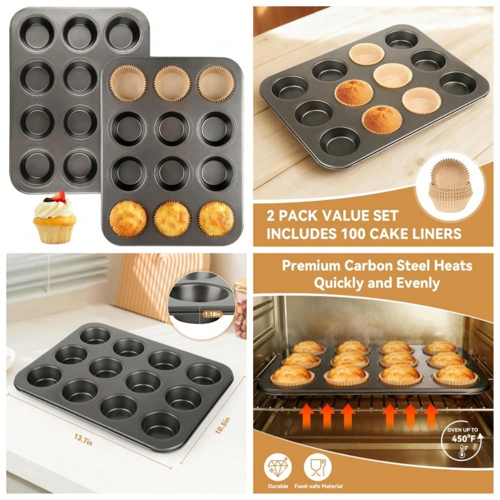 Paquete de 2 moldes para muffi - Muffin Tin Nonstick reseña y precio
