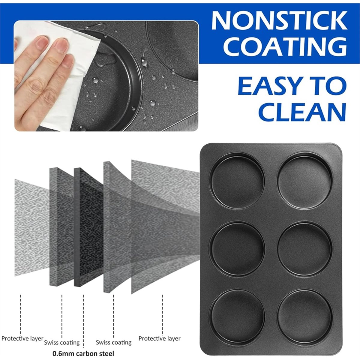 A67T NUEVO Molde para 6 Muffin - Muffin Tin Nonstick reseña y precio