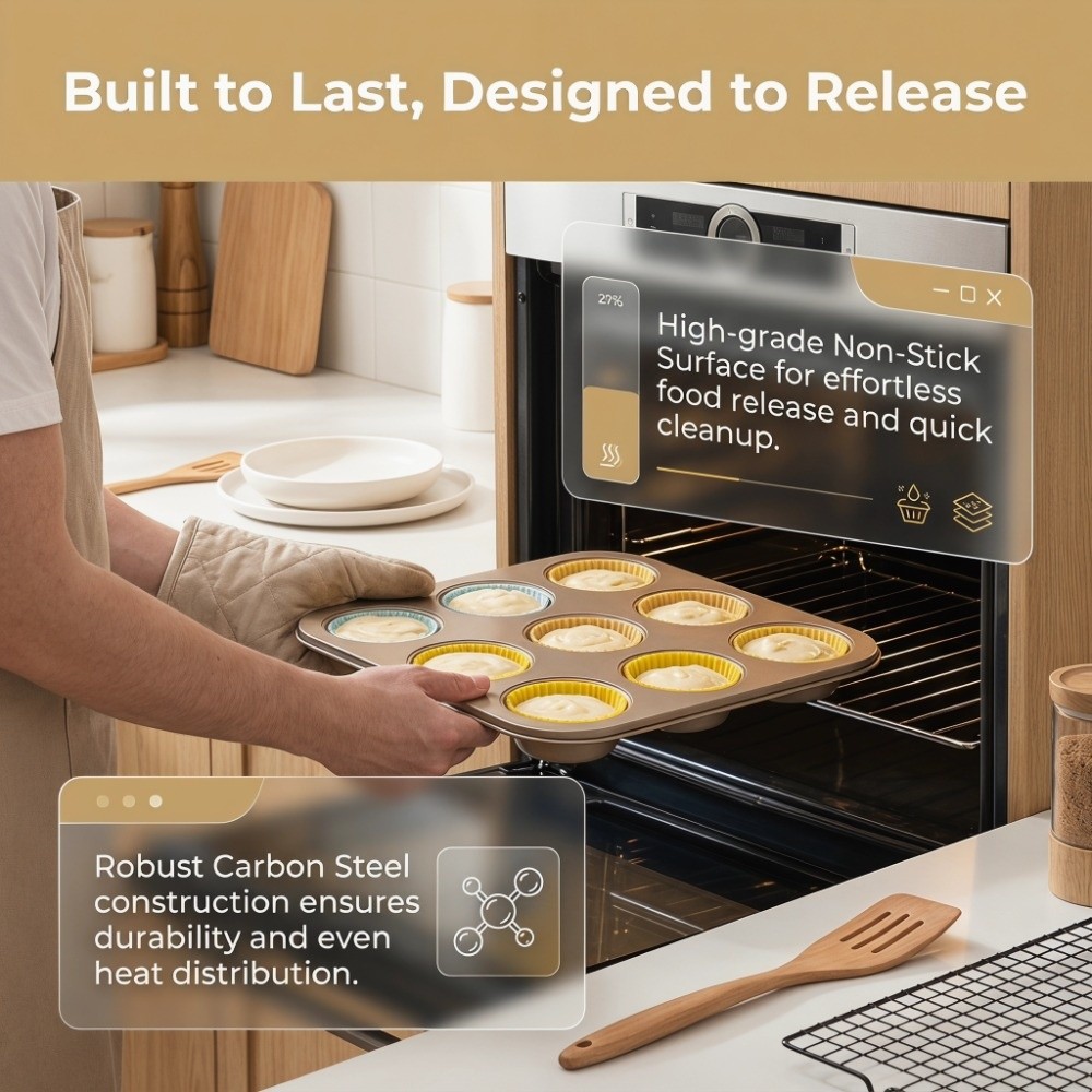 Molde para Muffins de Acero al - Muffin Tin Nonstick reseña y precio