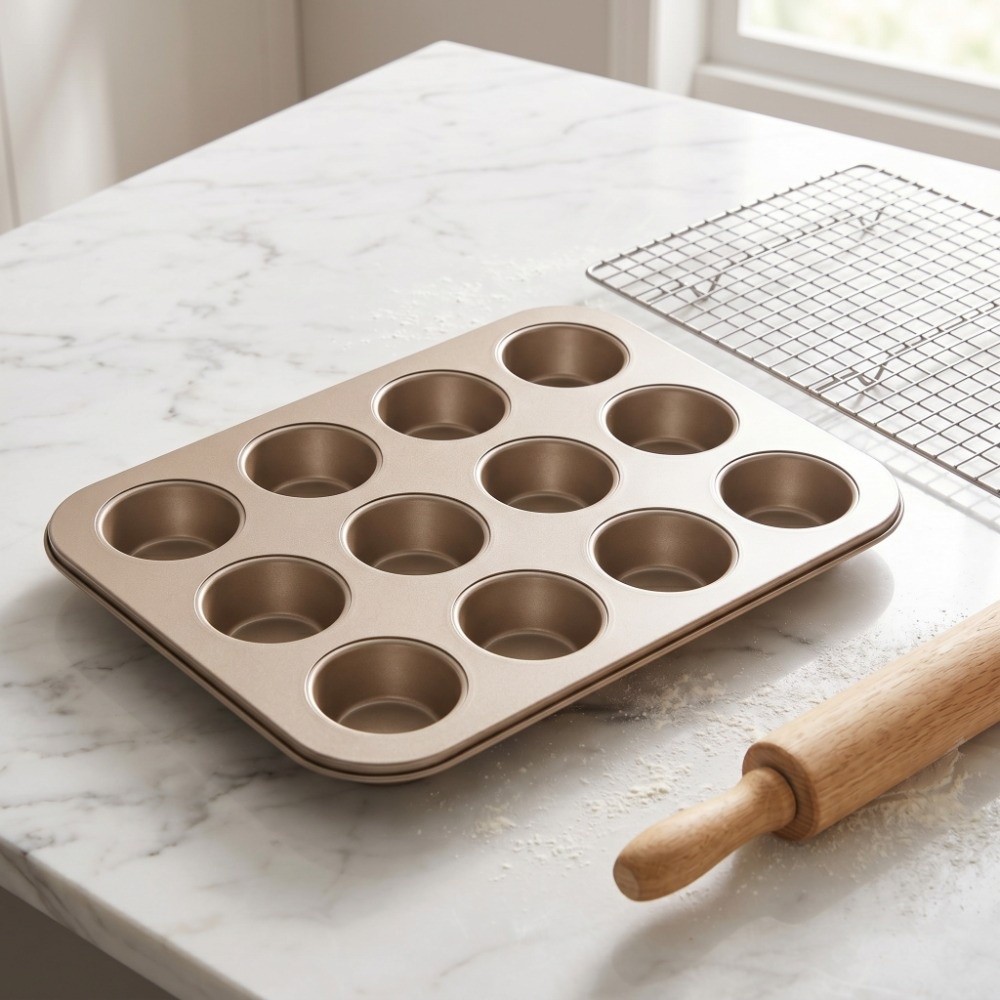 Molde para Muffins de Acero al - Muffin Tin Nonstick reseña y precio