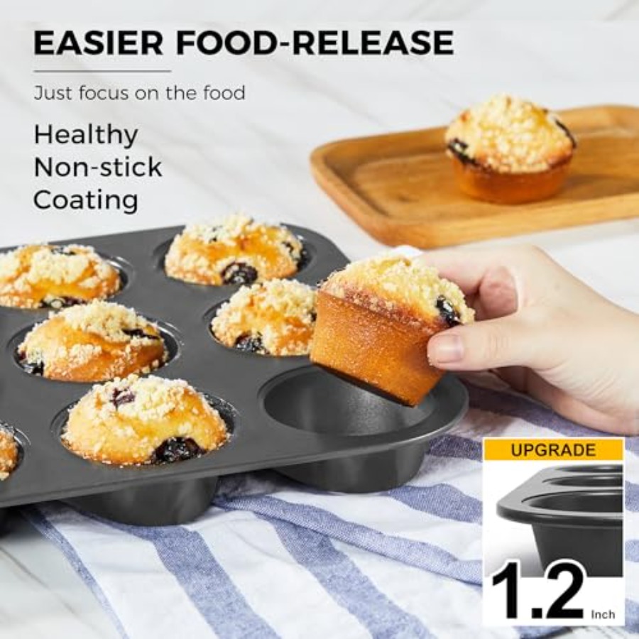 Molde para hornear muffins, ba - Muffin Tin Nonstick reseña y precio