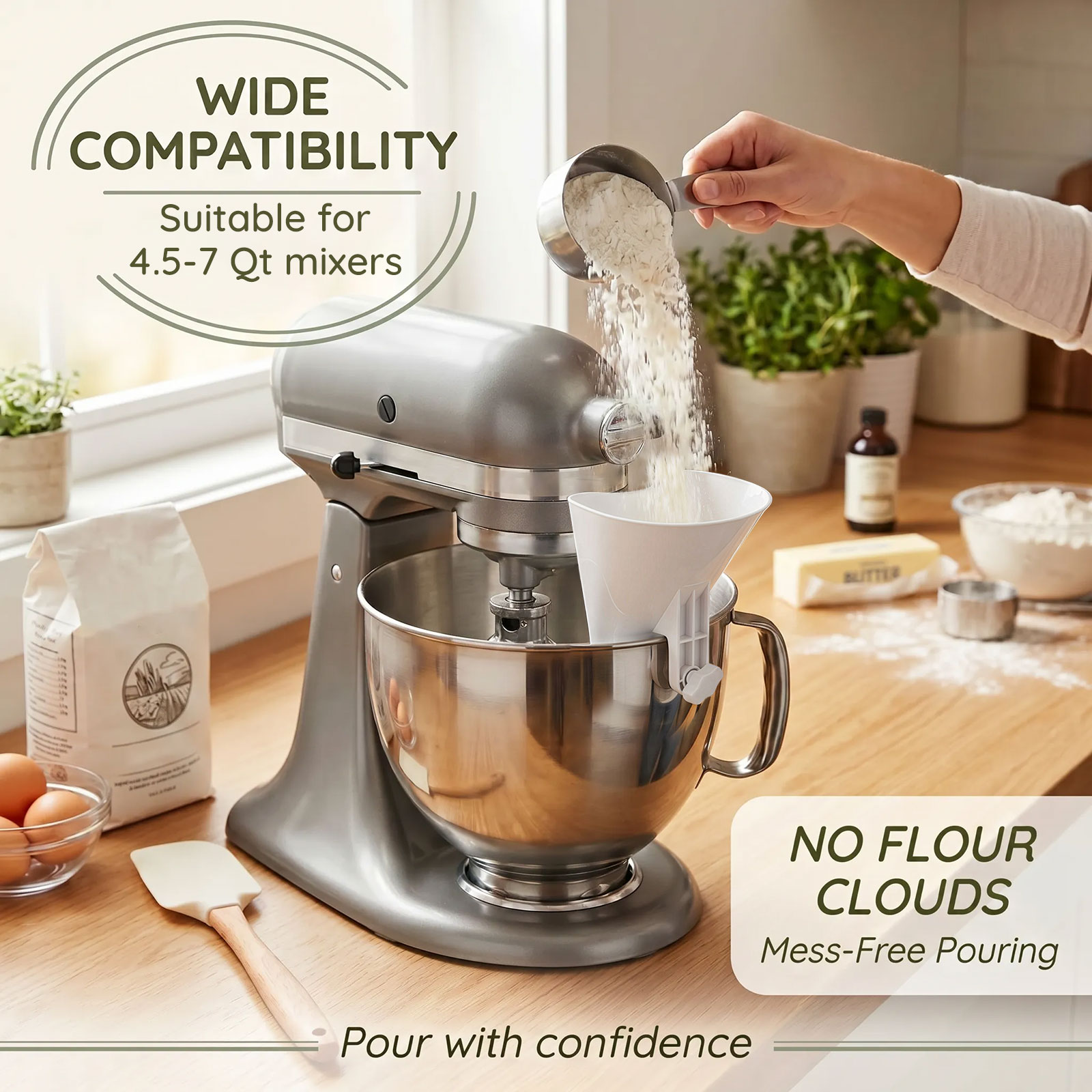Embudo de Harina Antiderrames  - Kitchen Baking Mixer reseña y precio